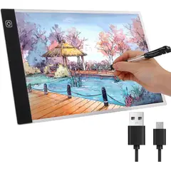 KUANGYE - Mesa de Luz Dibujo A4 Tabla Ultradelgada Dibujo LED 3 Modos Iluminación para Copiar Esbozar Dibujar