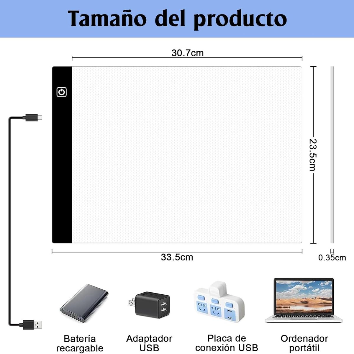 KUANGYE - Mesa de Luz Dibujo A4 Tabla Ultradelgada Dibujo LED 3 Modos Iluminación para Copiar Esbozar Dibujar