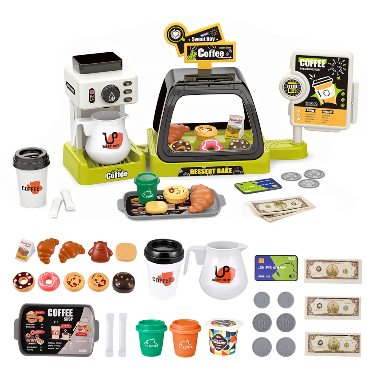 LUKOVEE - 42 Pcs Mesa De Postres Simulación Cafetera Puede Dispensar