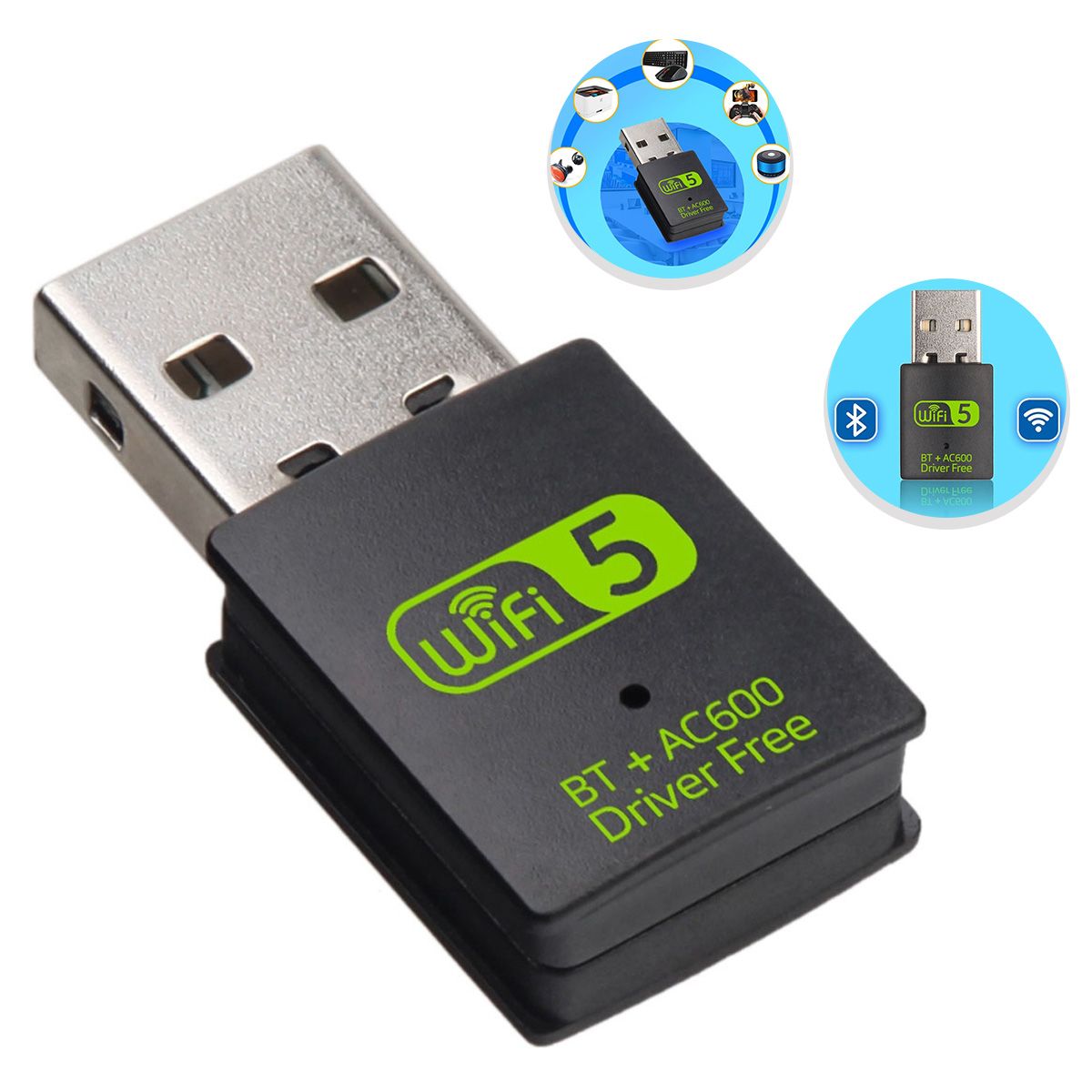 GENERICO - Adaptador USB WiFi 6 2.4G/5G 600Mbps Con Bluetooth 5.0