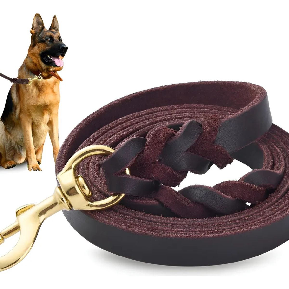 KUANGYE - Correa De Cuero Para Perro 2m Resistente Y Duradera Correa Cuero Suave Y Cómoda Para Perros Grandes