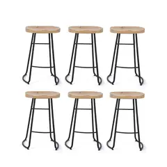 ANYHOGAR - Pack 6 Silla De Bar 65 Cm Taburete Barra Asiento Madera Mostrador