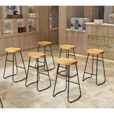 Imagen 2 del producto Pack 6 Silla De Bar 65 Cm Taburete Barra Asiento Madera Mostrador
