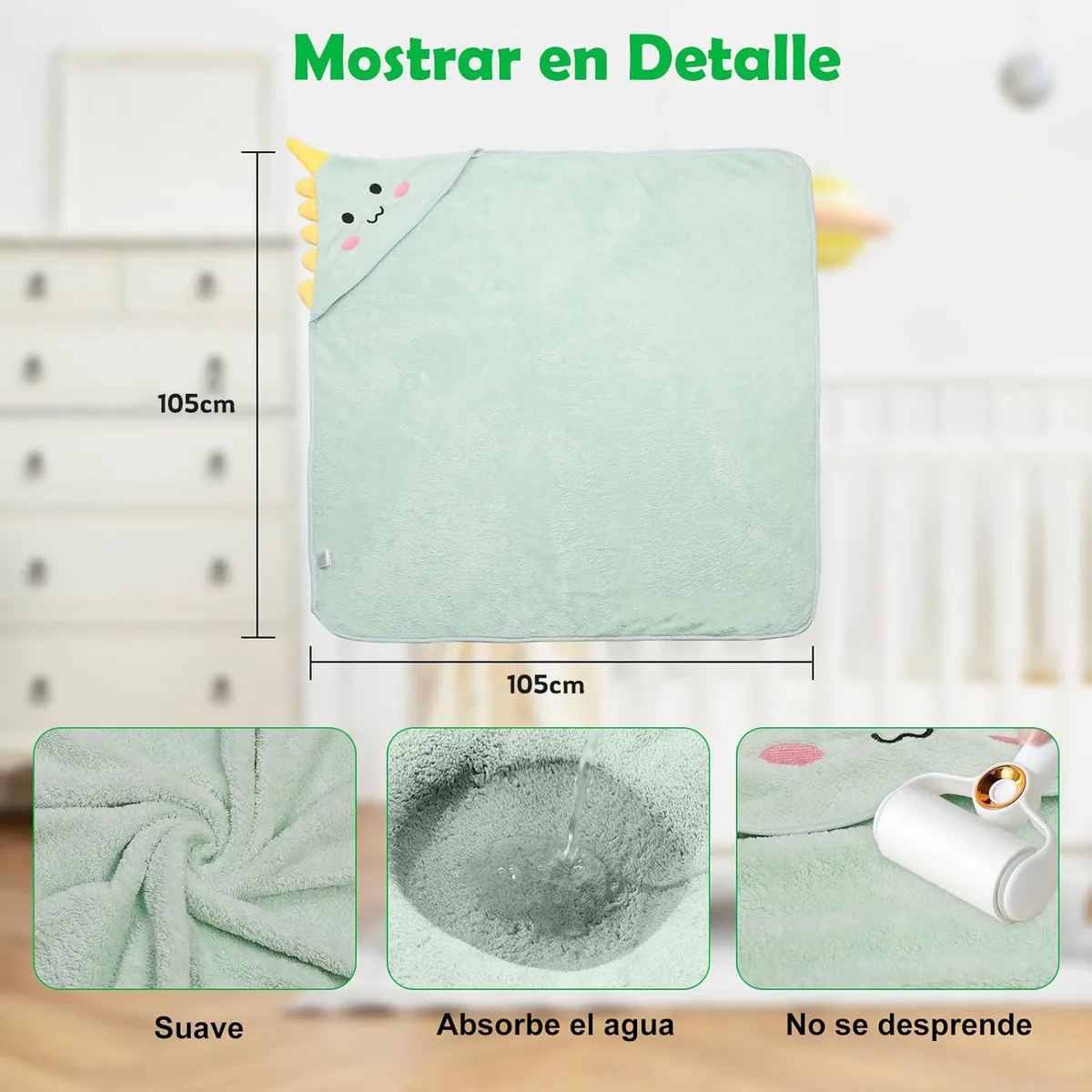EINICIO - 2 Toallas Bebé Con Capucha 105×105cm Niños Pequeños