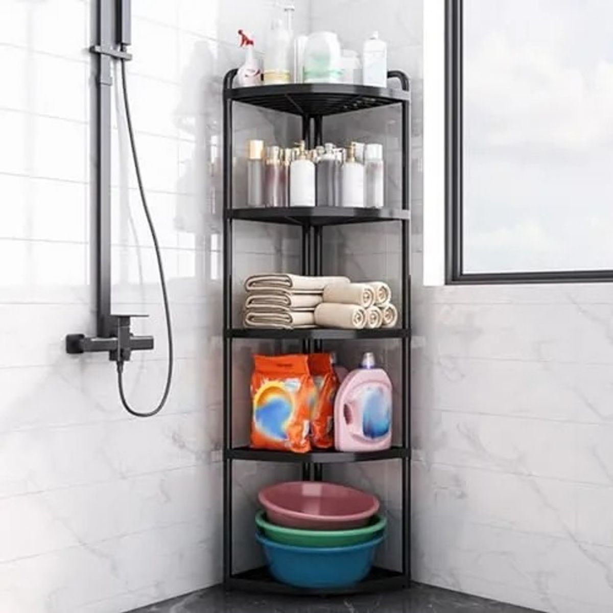 GENERICO - Cinco Capas De Estante Plegable Triangular Negro