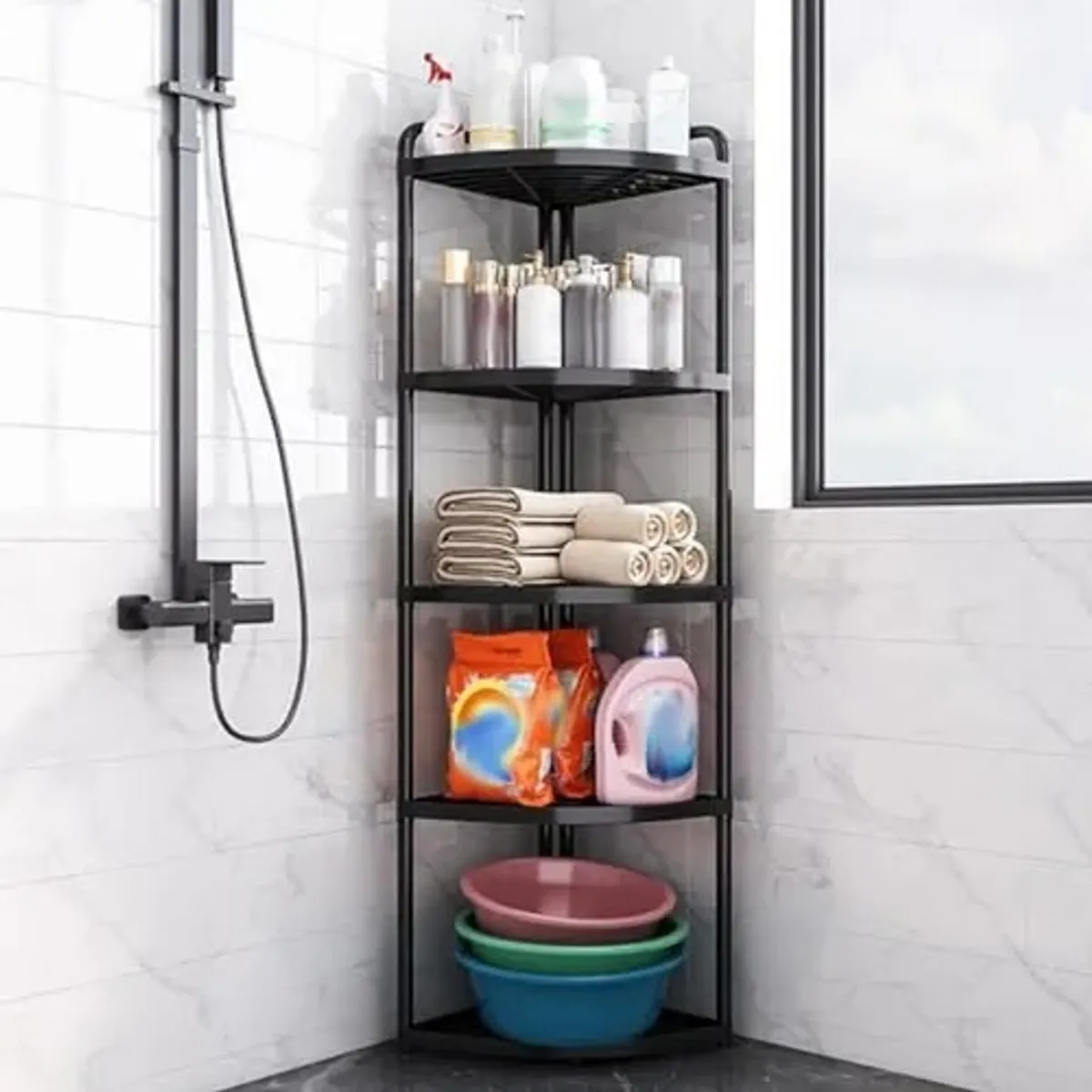 GENERICO - Cinco Capas De Estante Plegable Triangular Negro