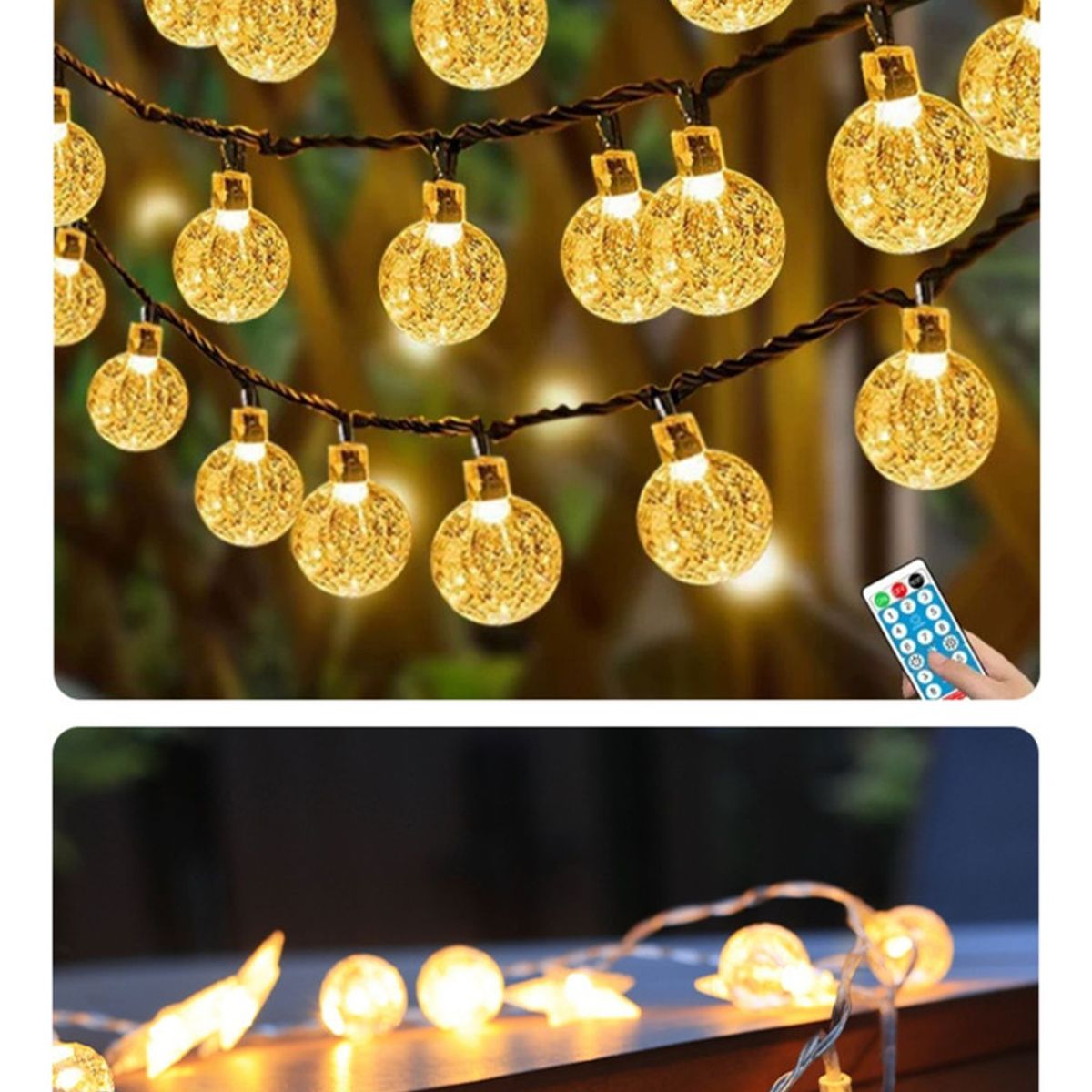 GENERICO - 20 Luces Led Solares Luz Calida Navidad 55m Amarillo