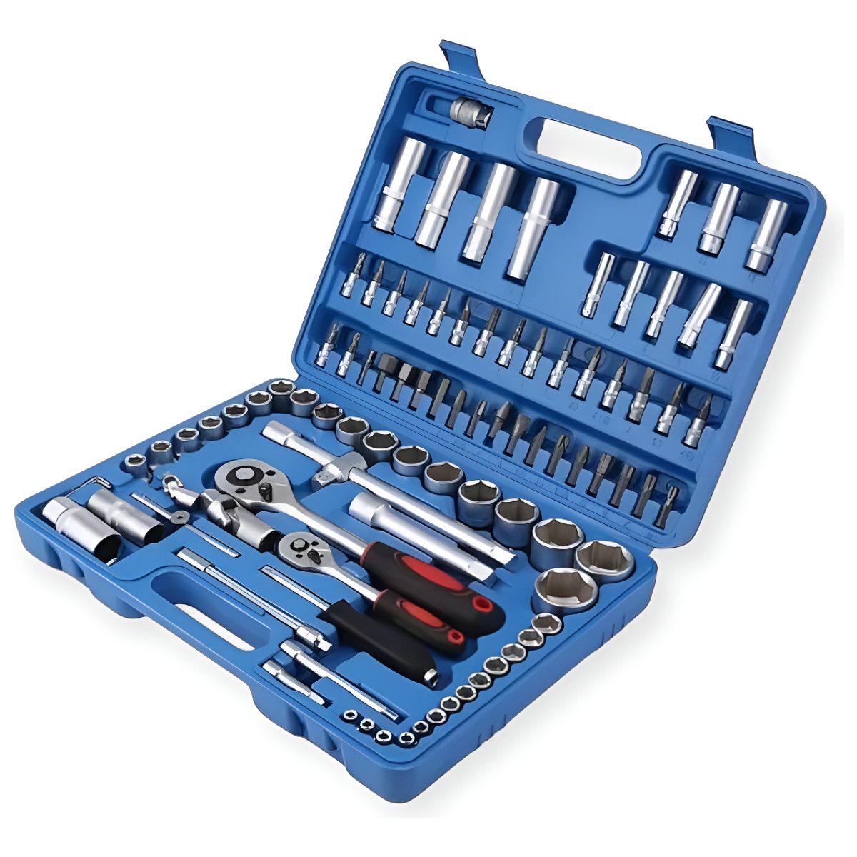 GENERICO - Set Caja Herramientas Dados 94 Piezas Acero Carbono Plateado