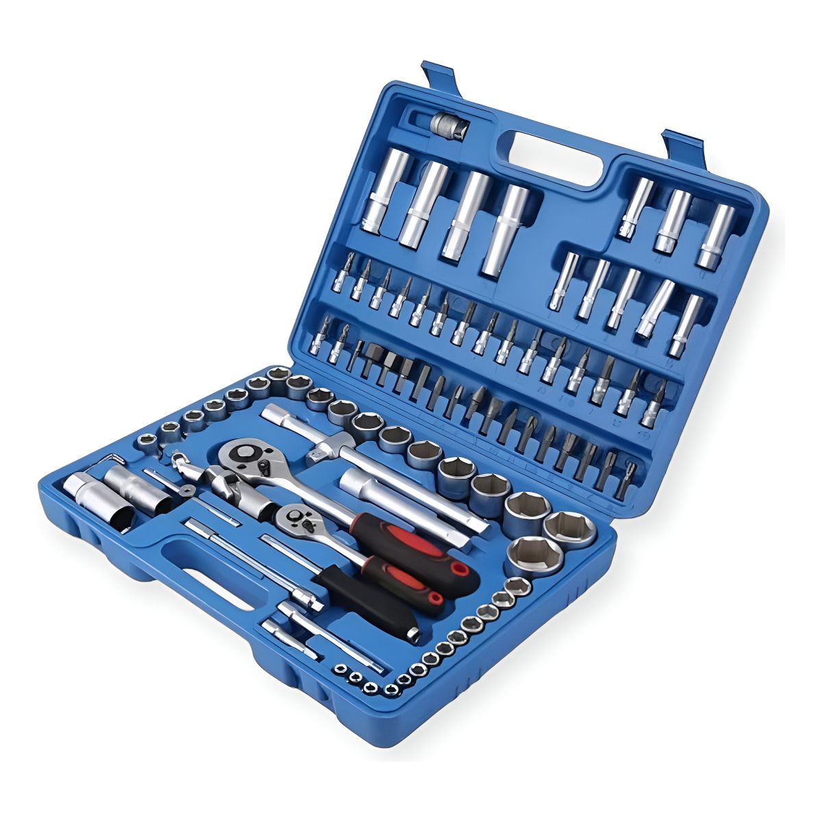 GENERICO - Set Caja Herramientas Dados 94 Piezas Acero Carbono Plateado