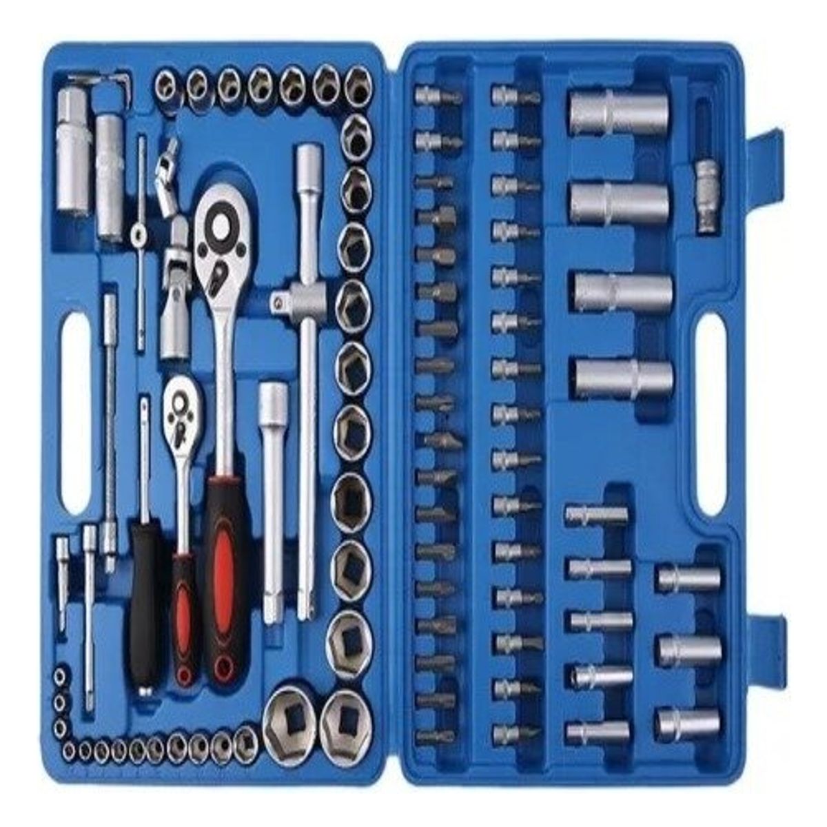 GENERICO - Set Caja Herramientas Dados 94 Piezas Acero Carbono Plateado