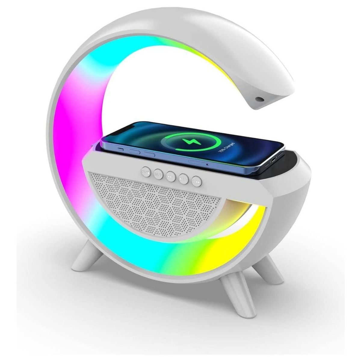 GENERICO - Cargador Inalambrico Parlante Bluetooth Lampara Usb - Blanco