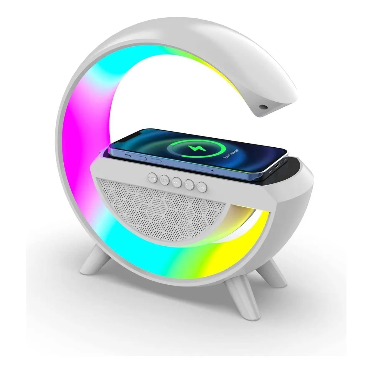 GENERICO - Cargador Inalambrico Parlante Bluetooth Lampara Usb - Blanco