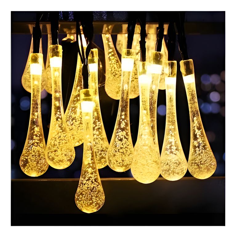 40 Luces Led Solares Color Calido Gota 5m - Amarillo | Sodimac Chile