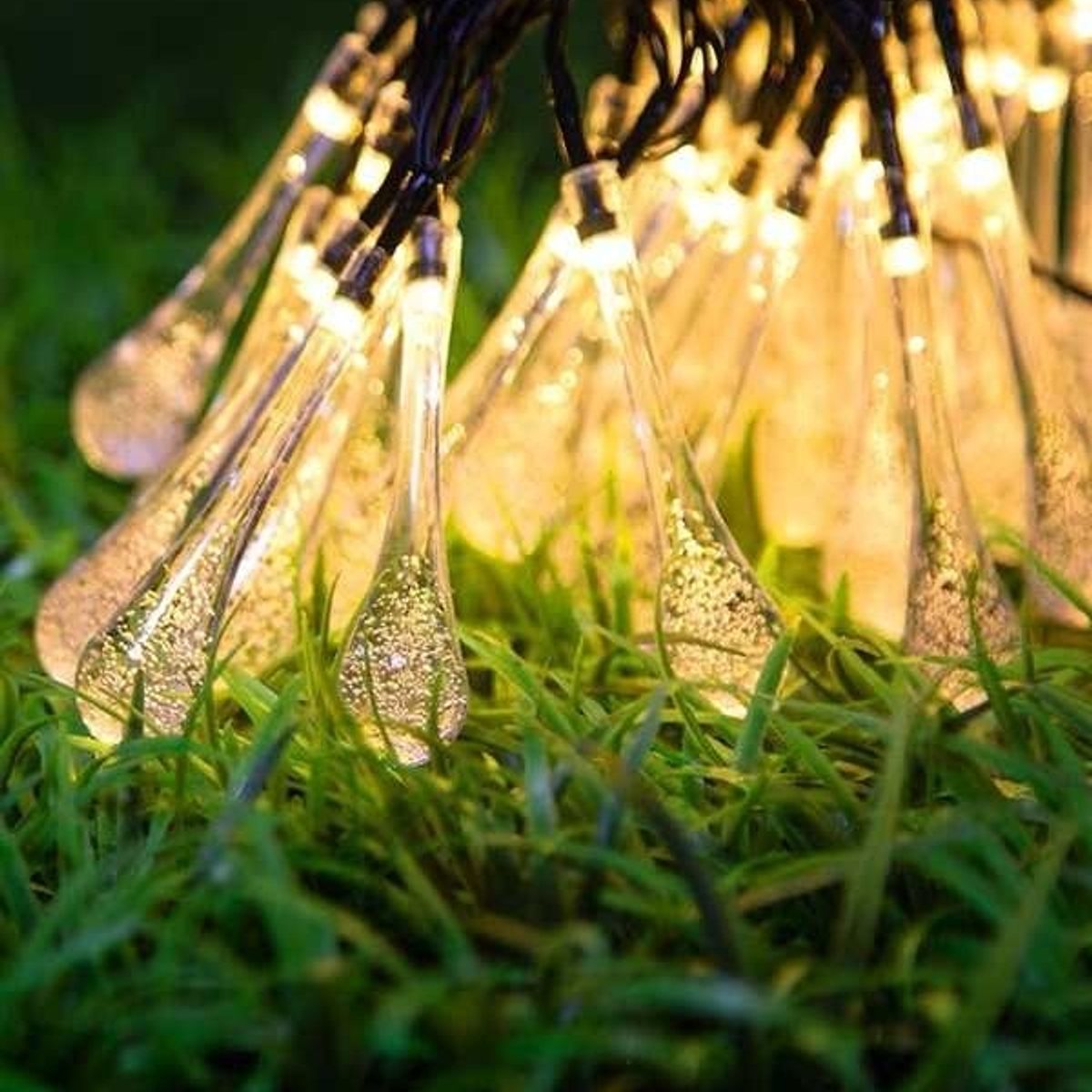 GENERICO - 40 Luces Led Solares Color Calido Gota 5m - Amarillo