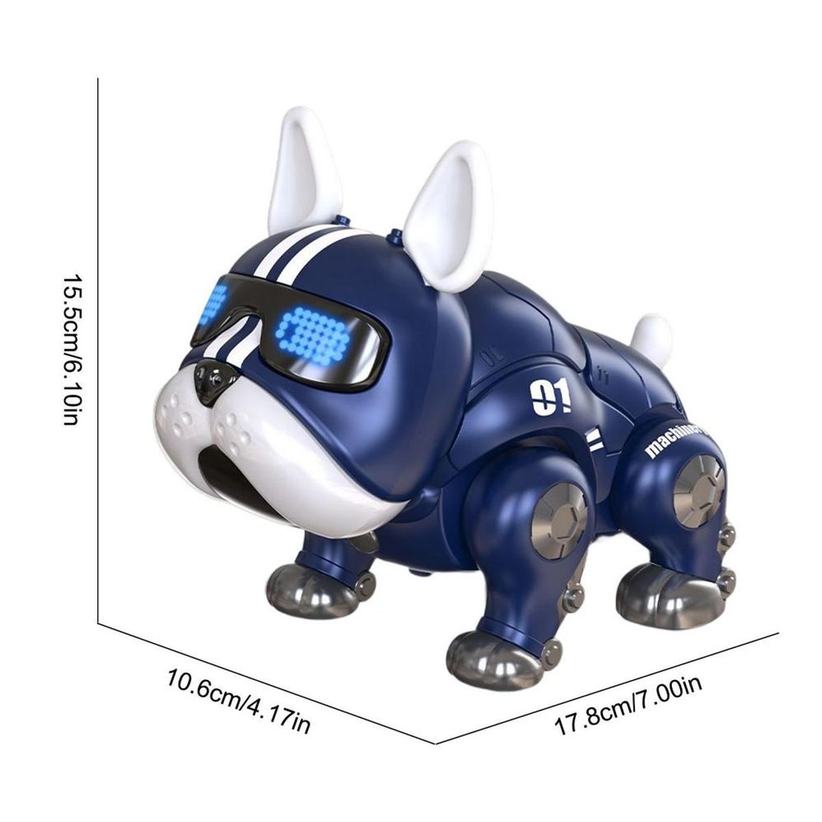 GENERICO - Juguete  Robot Perro Bulldog Bailarín Azul