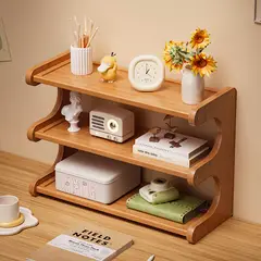 AIZO - Madera de 3 niveles organizador Escritorio Multifuncional Estante