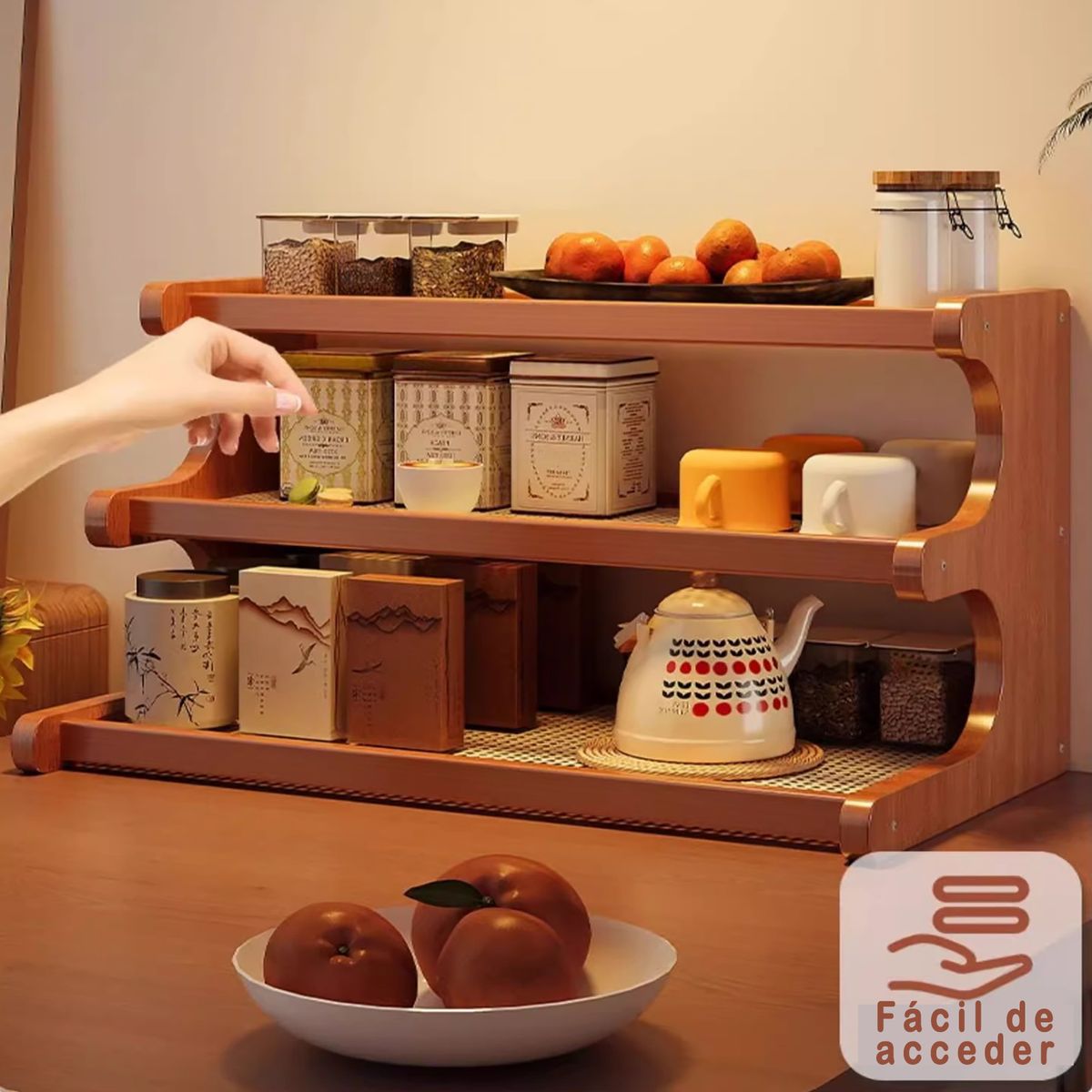 AIZO - Madera de 3 niveles organizador Escritorio Multifuncional Estante