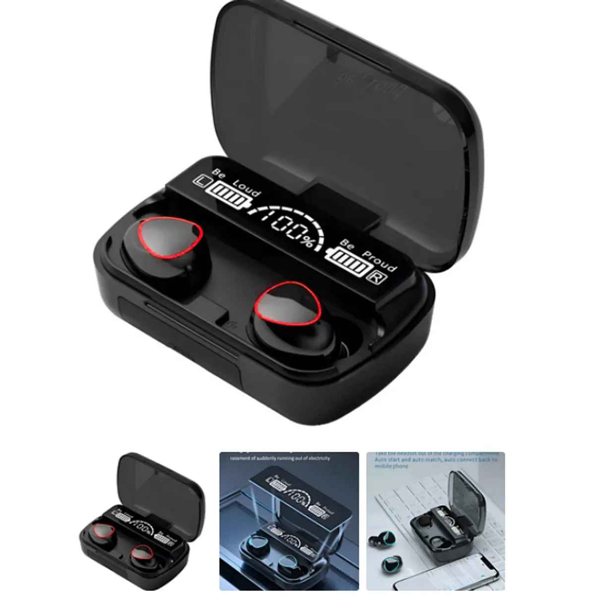 GENERICO - Audífonos Inalámbricos Bluetooth V5.1 M10 Powerbank 2000 Color Negro Color De La Luz Blanco