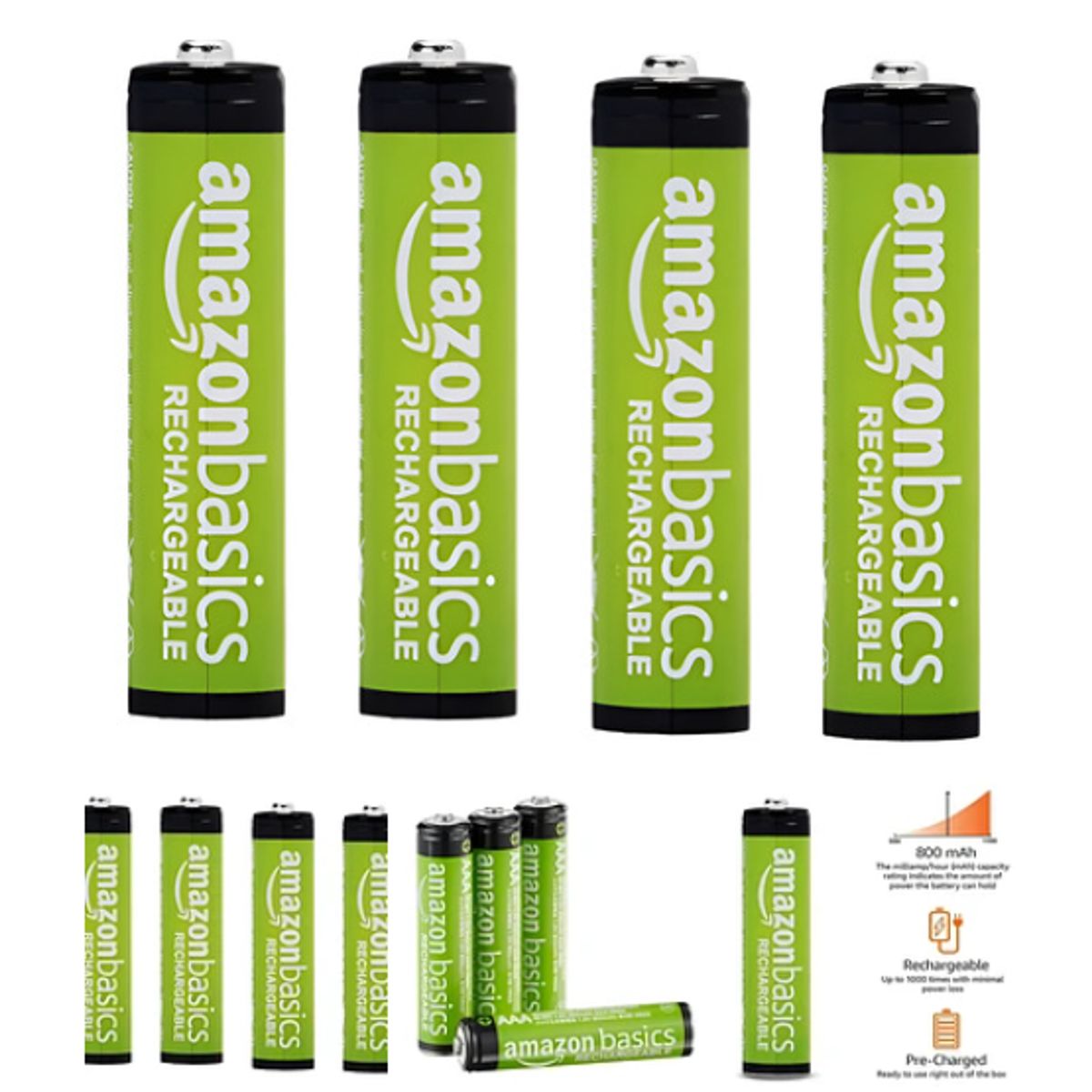 AMAZON - Pila Recargable Aaa Alkaline 800 Mah Precargadas Pack 4 Uni