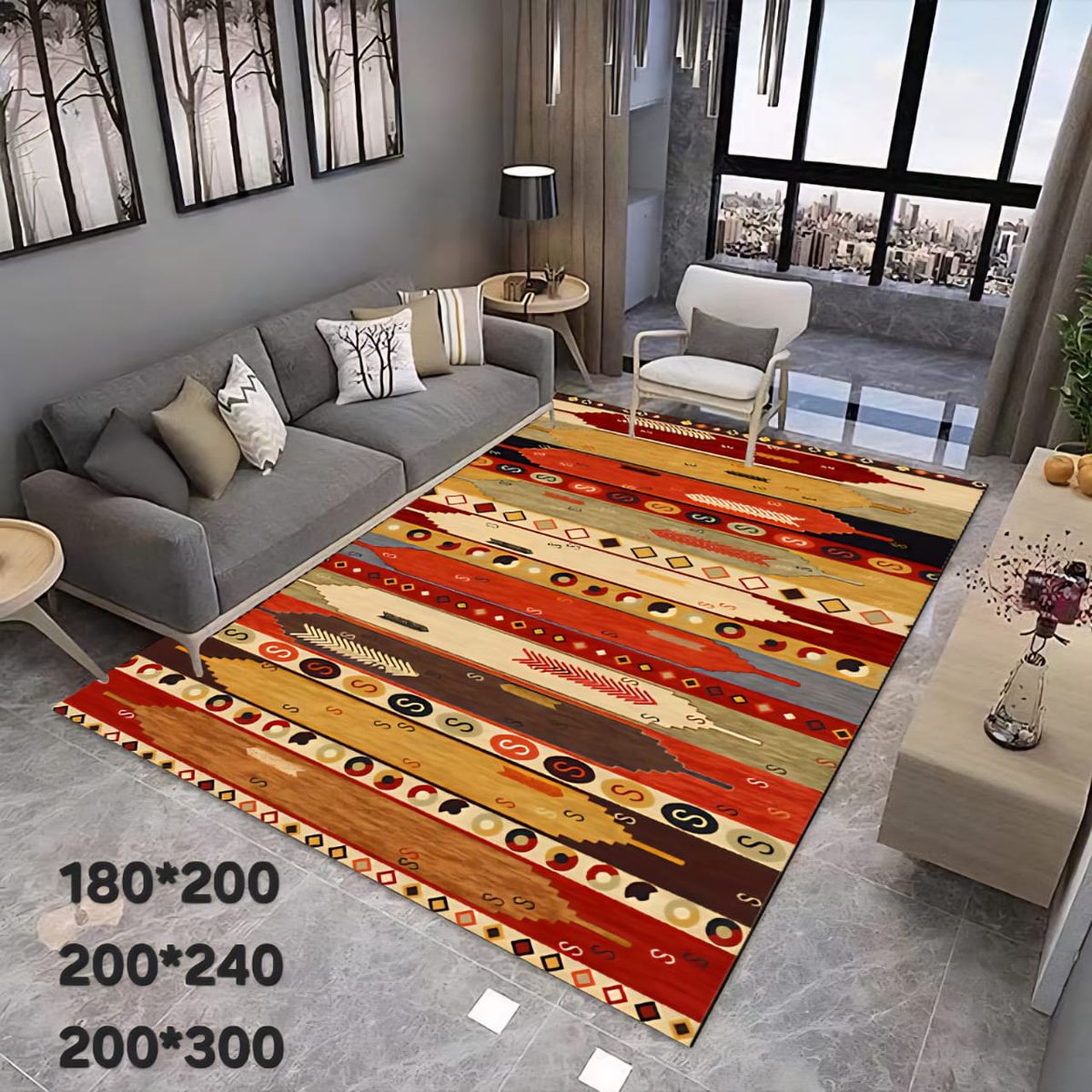 GENERICO - Alfombra Lisa con Diseño 3D 200 x 300 cm, Multicolor TF005