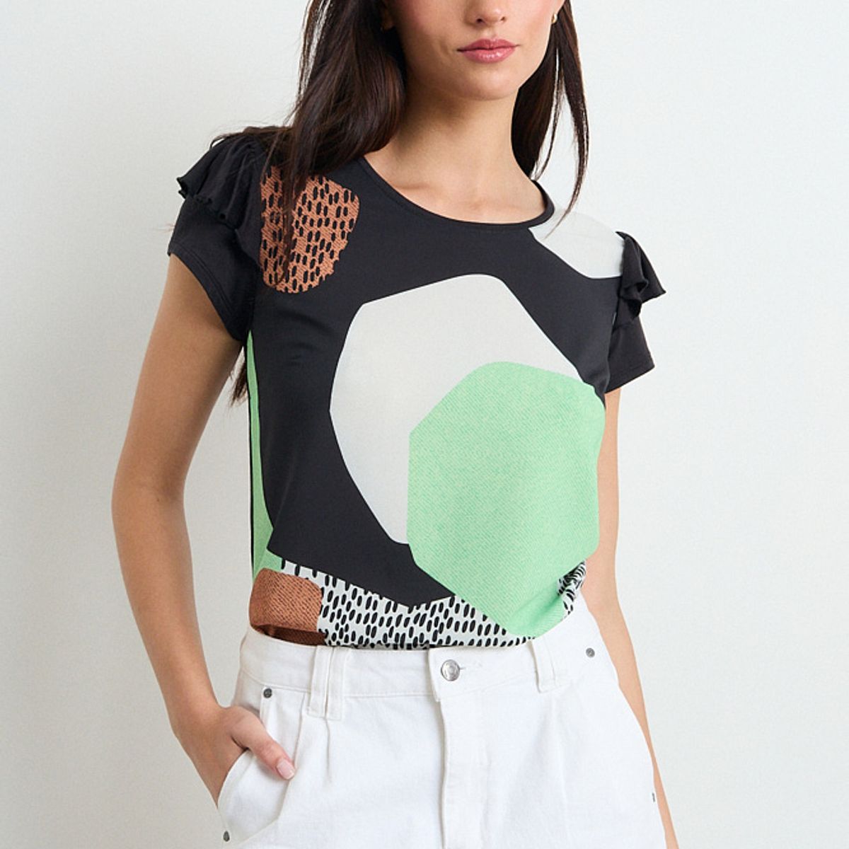 IO - Polera Estampada Mujer Negro Io