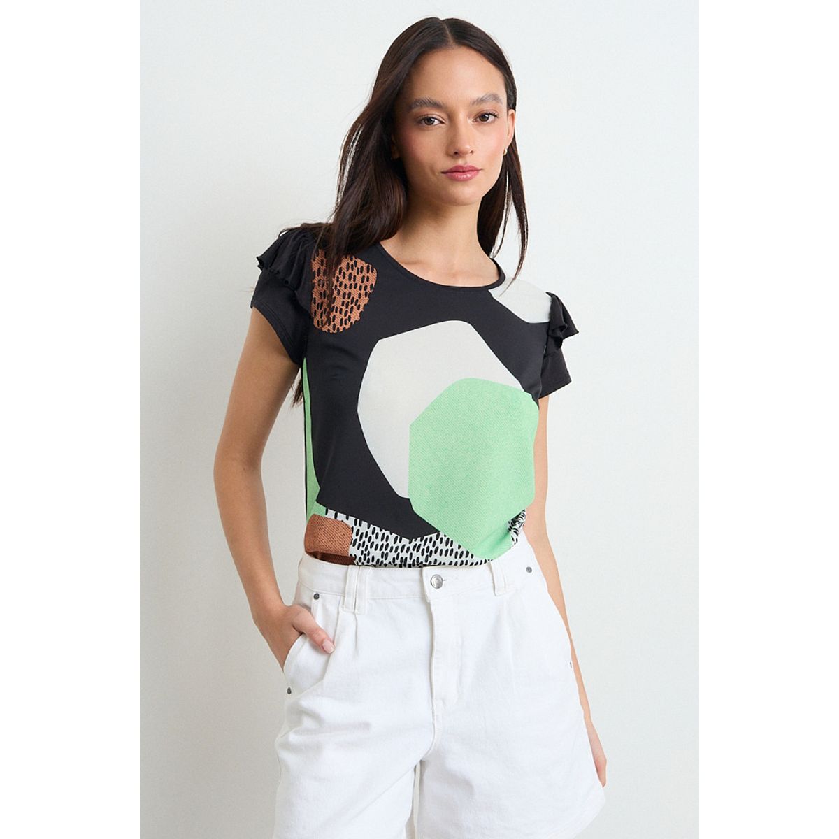 IO - Polera Estampada Mujer Negro Io
