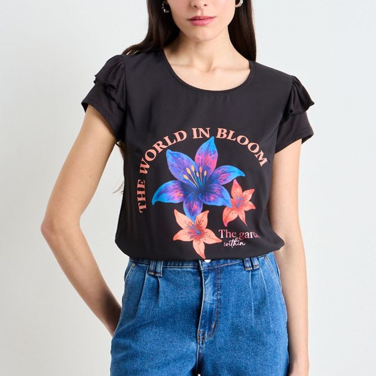 IO - Polera Estampada Mujer Negra Io