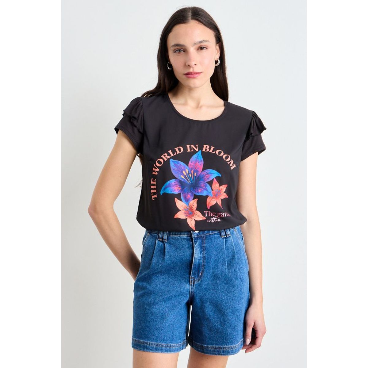 IO - Polera Estampada Mujer Negra Io