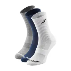 BABOLAT - Calcetin Largo Blanco Azul Gris - 3 Pares Tenis Padel
