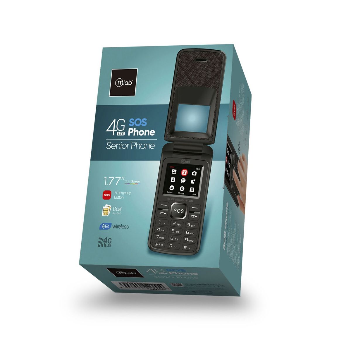 MLAB - Teléfono Celular Senior Adulto Mayor Botón Sos Dual Sim Mlab