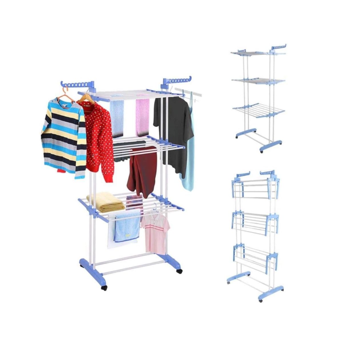 GENERICO - Colgador Tendedero de ropa vertical 3 Niveles Con Alas