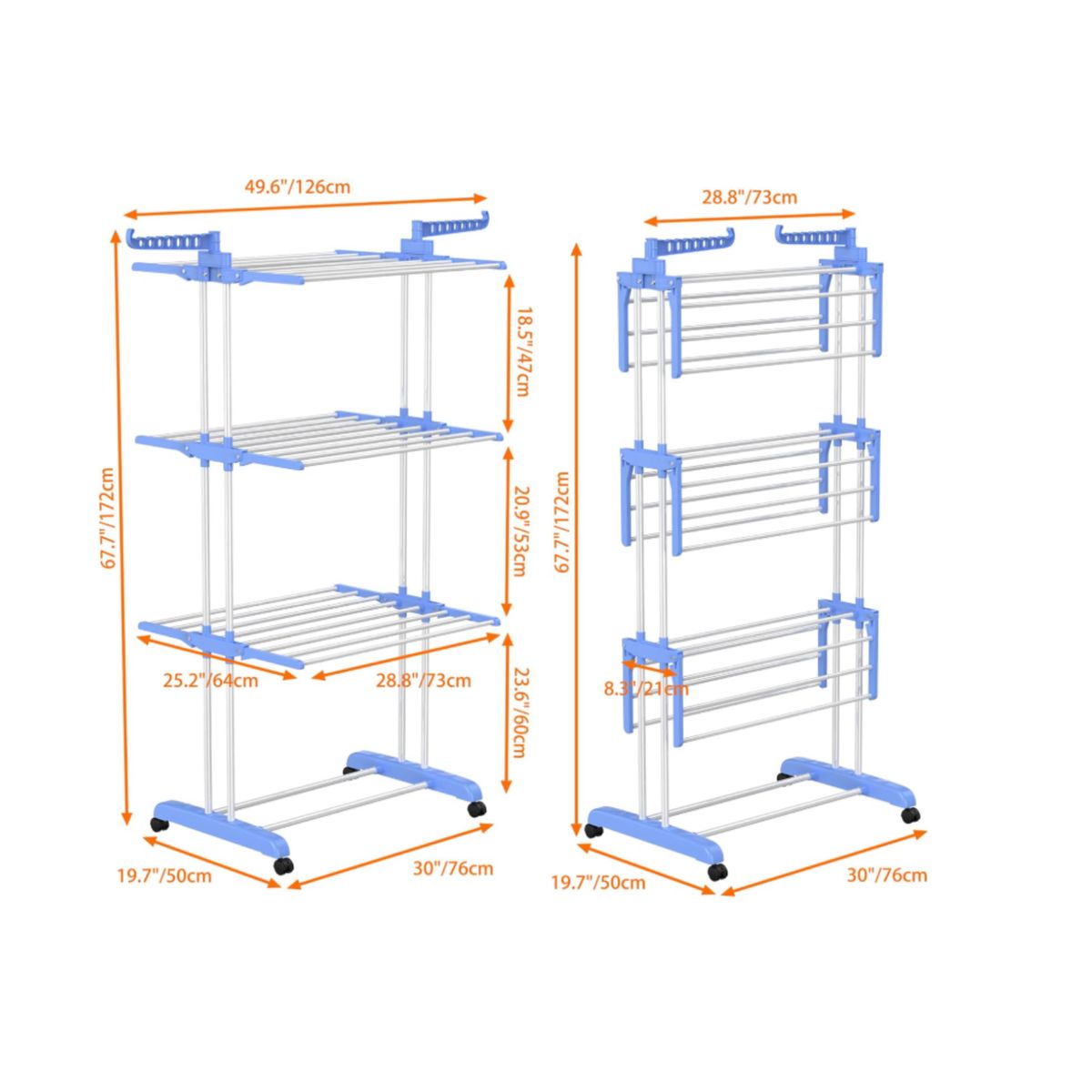 GENERICO - Colgador Tendedero de ropa vertical 3 Niveles Con Alas