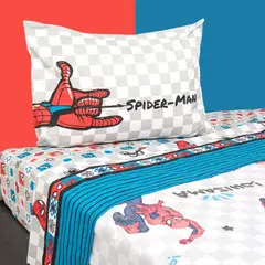 MASHINI - Juego de Sábanas Spiderman Microfibra 1.5 Plazas