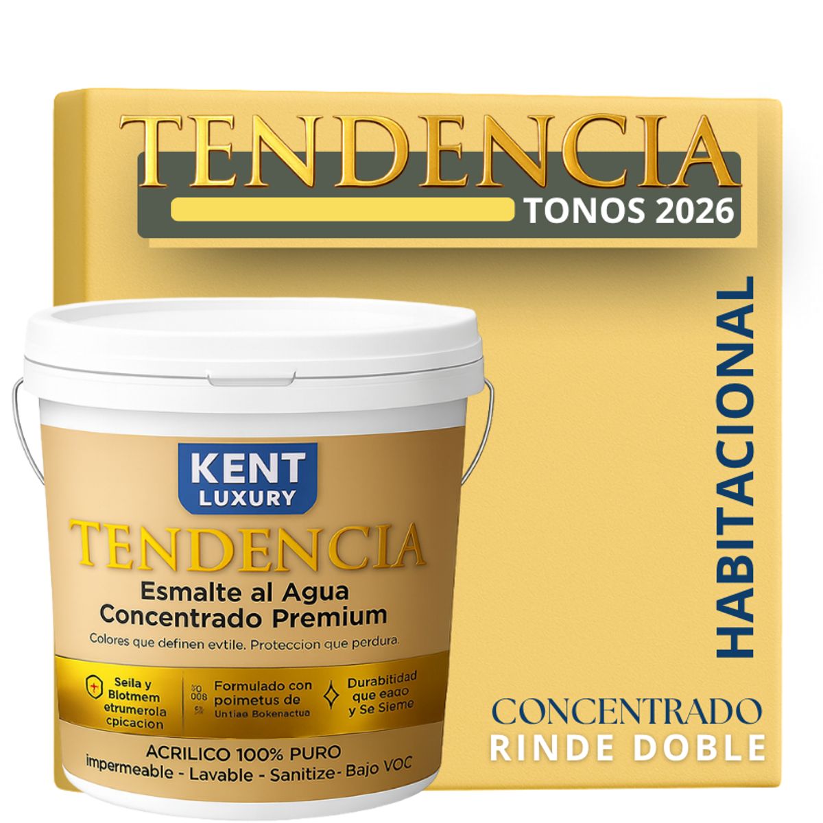 KENT - PINTURA ESMALTE AGUA CONCRENTRADO TENDENDIA - MATE - TINETA 10L Butter Yellow