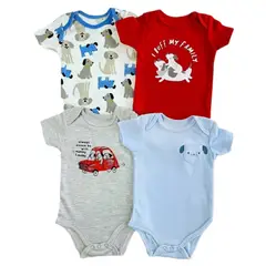 TEDMIMAK - Set de 4 Bodies 100% Algodón bebé Niño