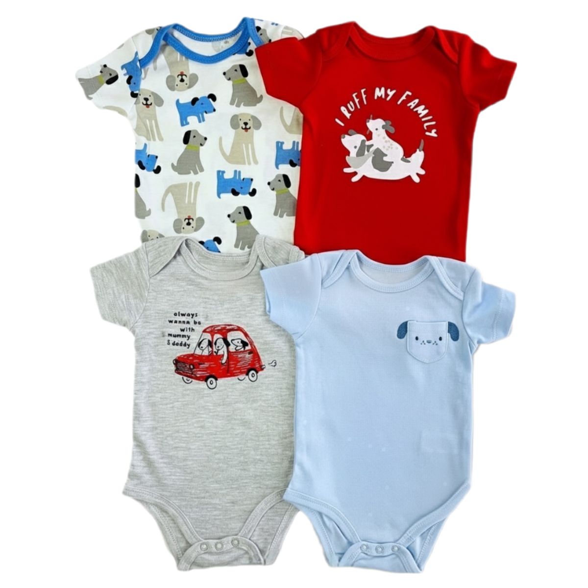 TEDMIMAK - Set de 4 Bodies 100% Algodón bebé Niño