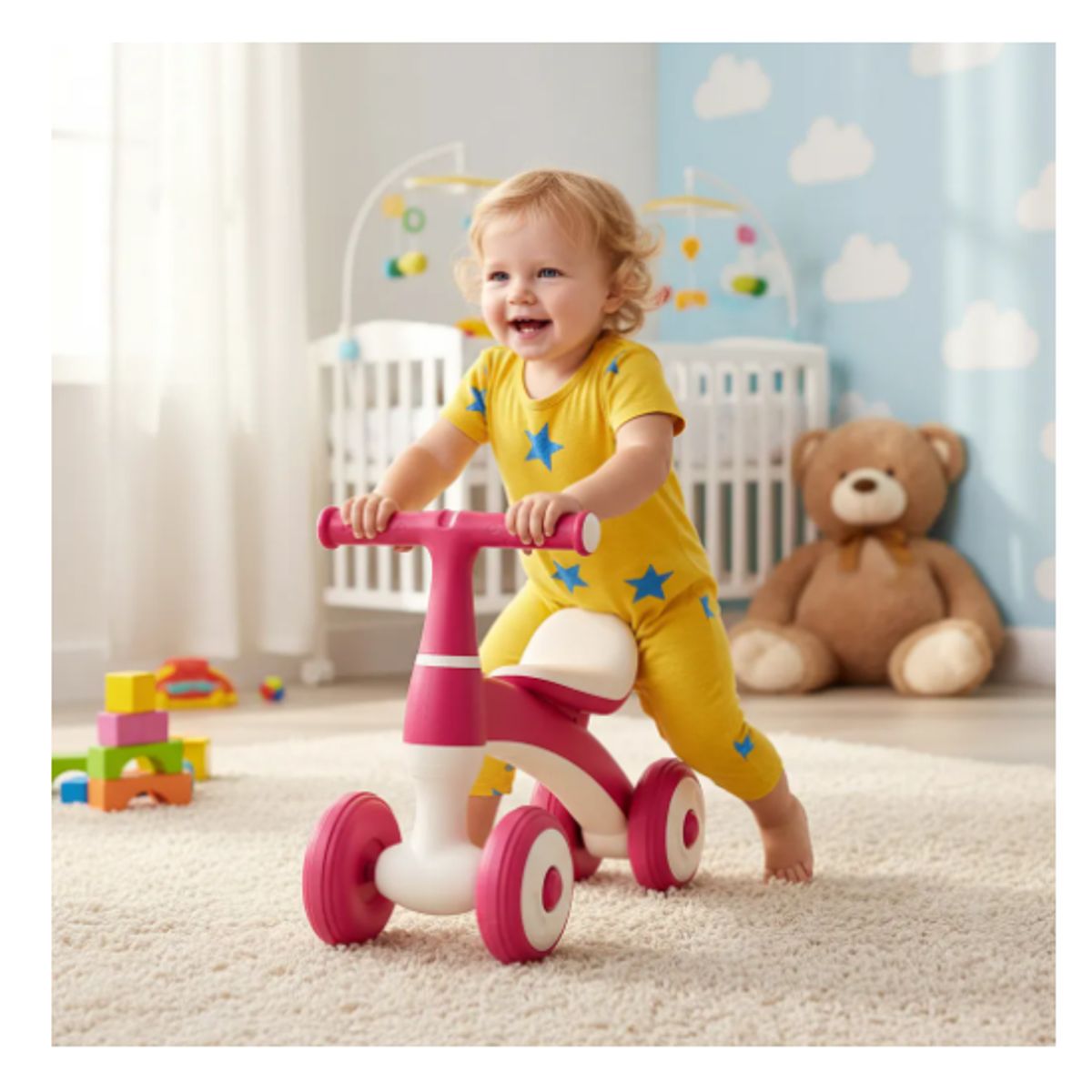 GENERICO - Correpasillos Moto Andador Para Bebes 4 Ruedas Niños ROSA