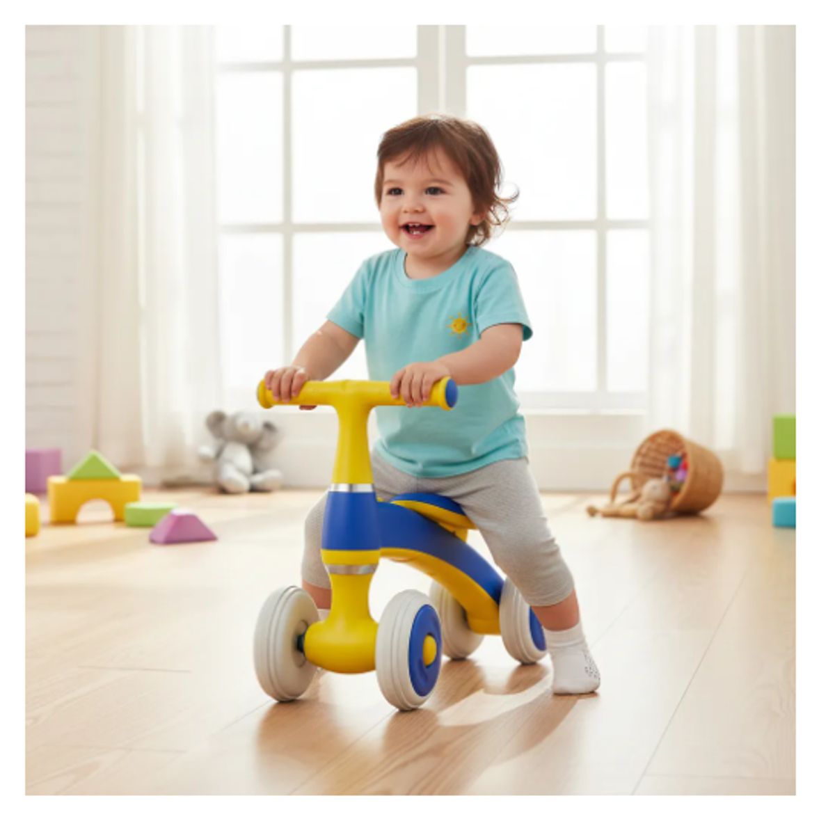 GENERICO - Correpasillos Moto Andador Para Bebes 4 Ruedas Niños AZUL