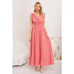 LIKE SHOP - Maxi Vestido Largo Mujer Casual Eventos Texturizado Sin Manga 3374
