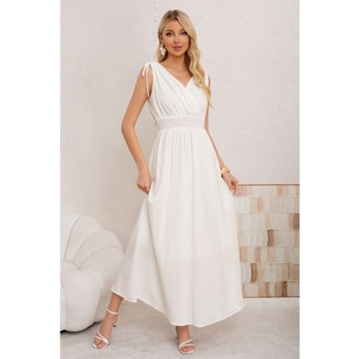 LIKE SHOP - Maxi Vestido Largo Mujer Casual Eventos Texturizado Sin Manga 3374