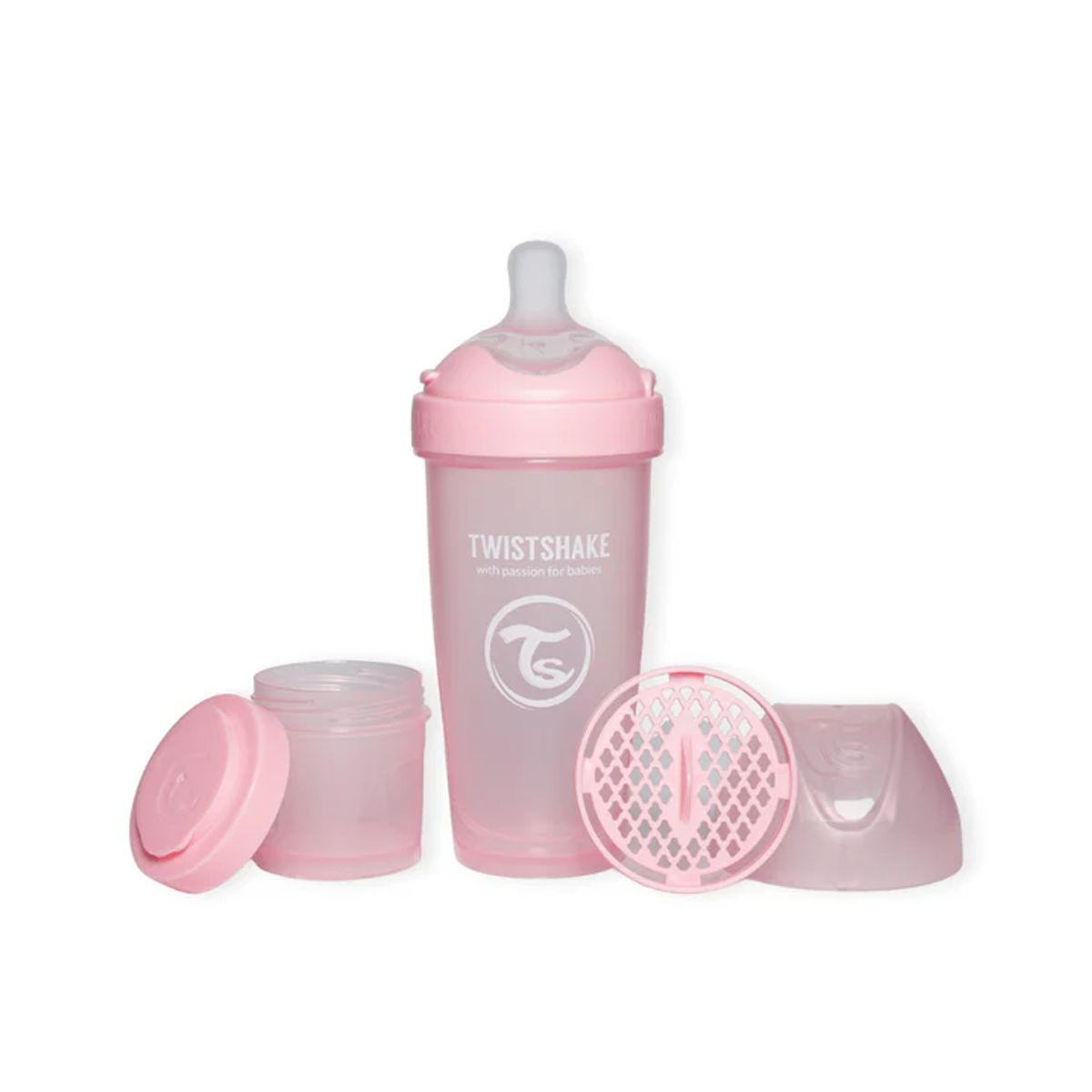 TWISTSHAKE - Mamadera Twistshake Double Pro 330ml Rosado Pastel