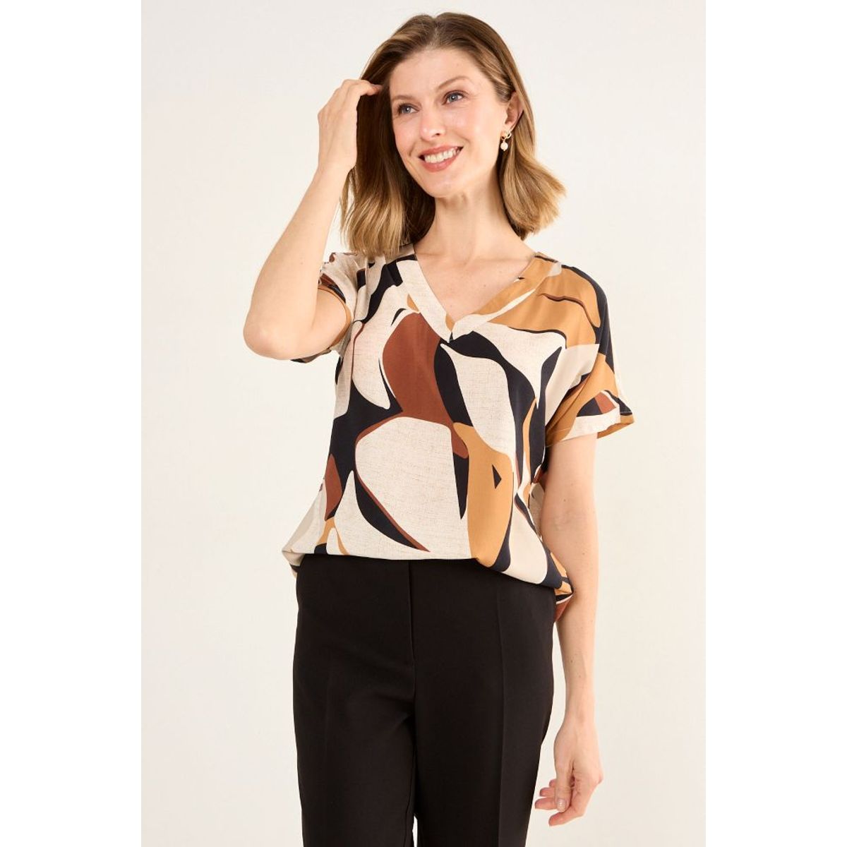 MA GRIFFE - Polera Fantasia Mujer Beige Magriffe