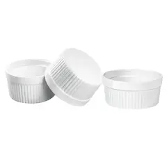 GENERICO - Set 3 Pocillos Ramekin Ceramica Blanco 6cm Cocina Horno