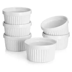 GENERICO - Set 6 Pocillos Ramekin Ceramica Blanco 6cm Cocina Horno
