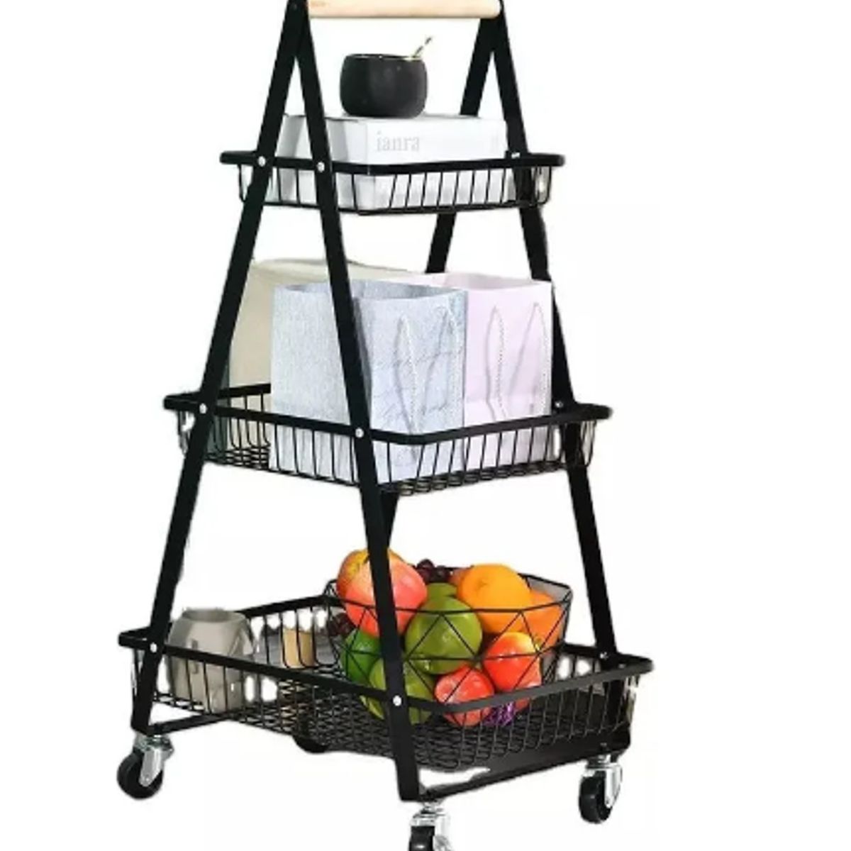 GENERICO - Carro Organizador De Ruedas Canasto Multifuncional 3 Niveles