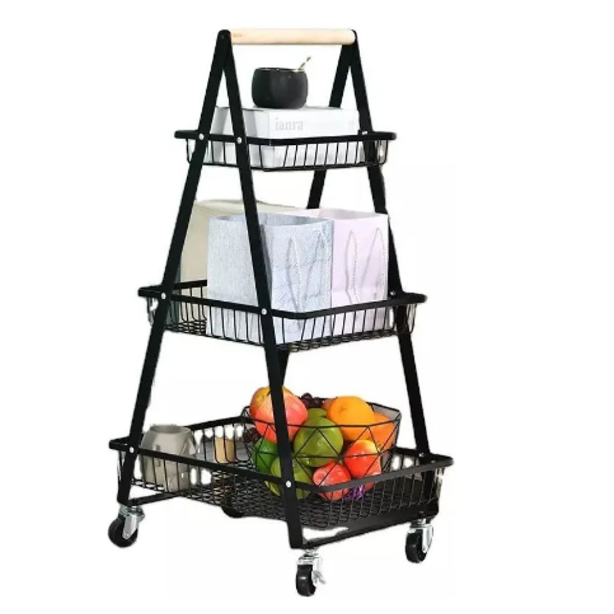 GENERICO - Carro Organizador De Ruedas Canasto Multifuncional 3 Niveles