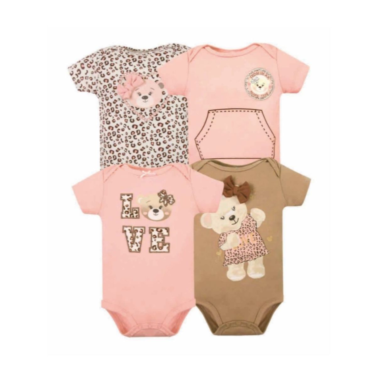 TEDMIMAK - Set de 4 Bodies 100% Algodón bebé Niña