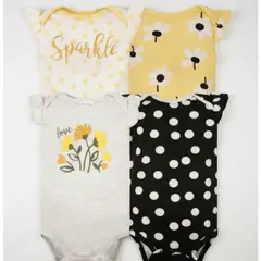 TEDMIMAK - Set de 4 Bodies 100% Algodón bebé Niña