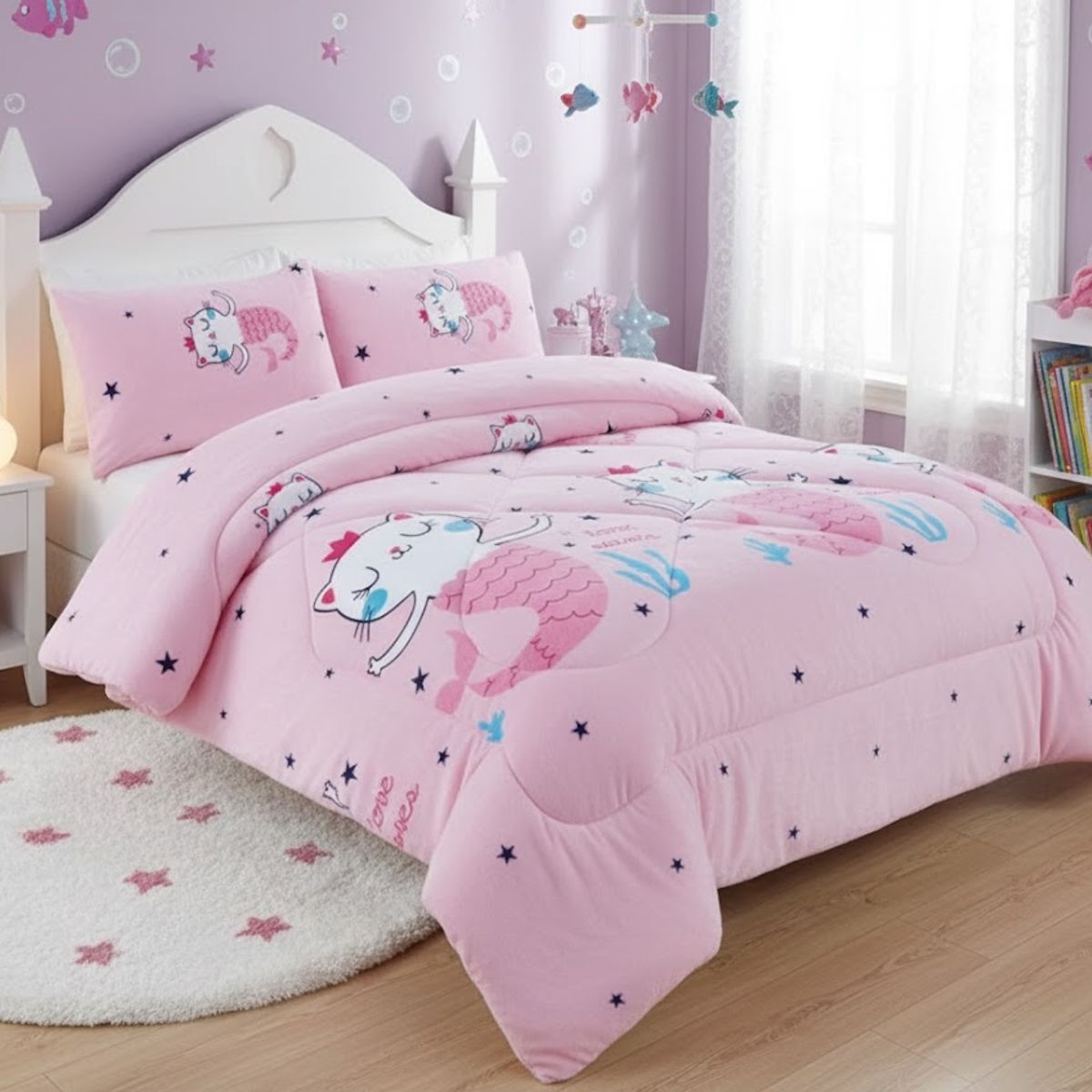 DIANA - COBERTOR DE NIÑA PARA INVIERNO PLUSH CON CHIPORRITO 1.5 PLAZA CON DISEÑO CABALLO SOMBRILLA