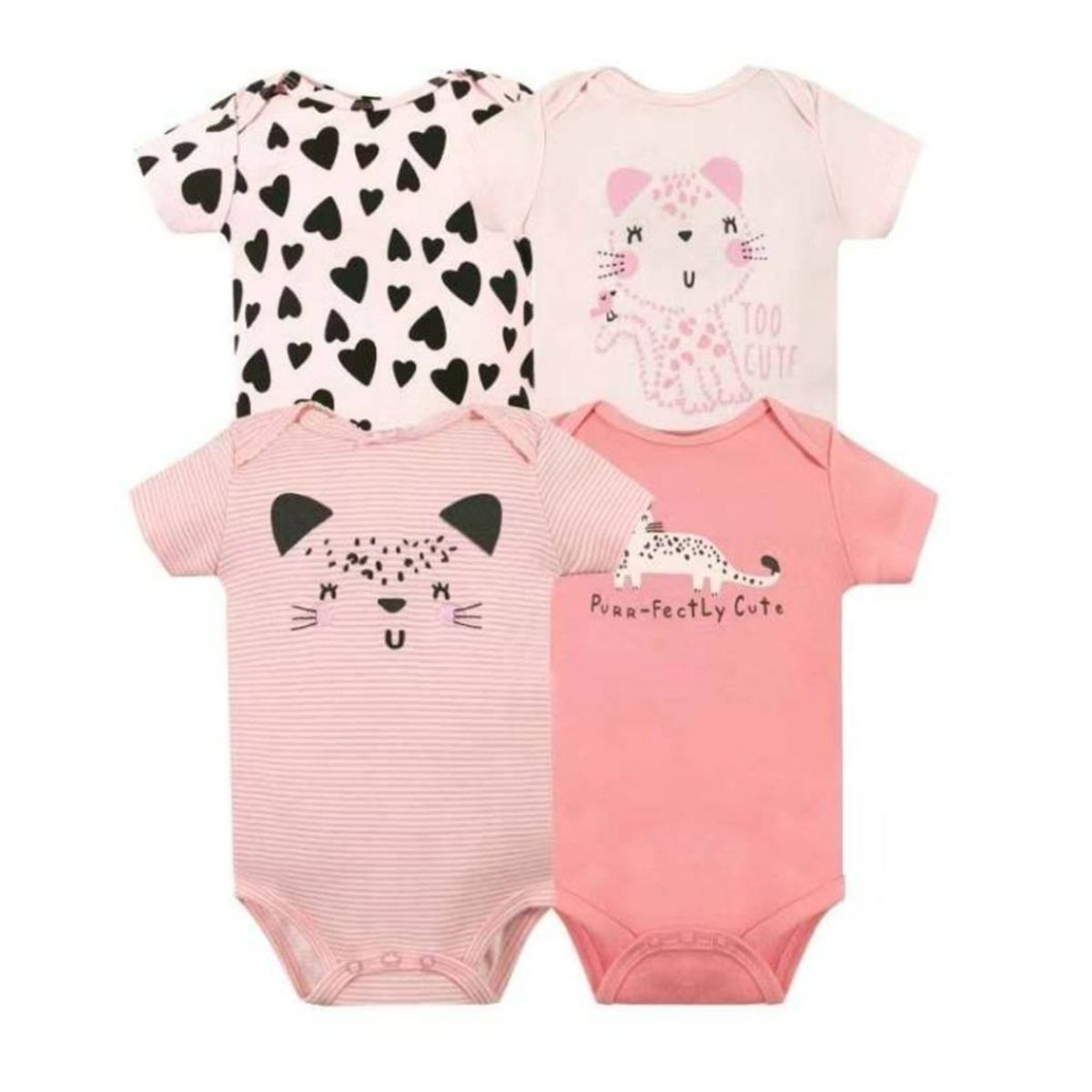 TEDMIMAK - Set de 4 Bodies 100% Algodón bebé Niña